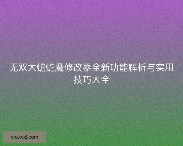 无双大蛇蛇魔修改器全新功能解析与实用技巧大全