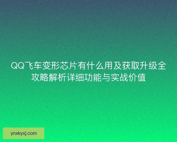 QQ飞车变形芯片有什么用及获取升级全攻略解析详细功能与实战价值